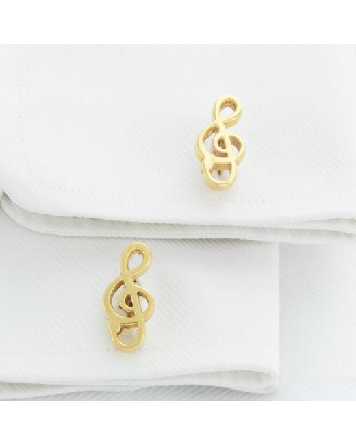 Simon Kemp Jewellers Metallic Clef Cufflinks Eighteen Carat On Sterling for men