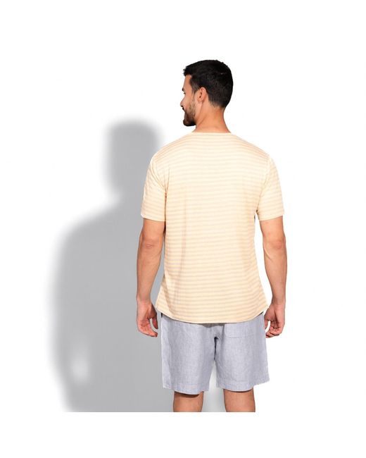 Maison Tangerine Natural Linen T-Shirt Honey Stripes For for men