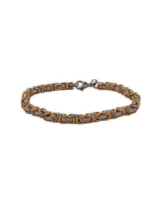Ebru Jewelry Brown Two Color Design Bold Chain Bracelet for men