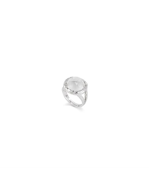 Retro Chic White Aeolian Whispers Ring