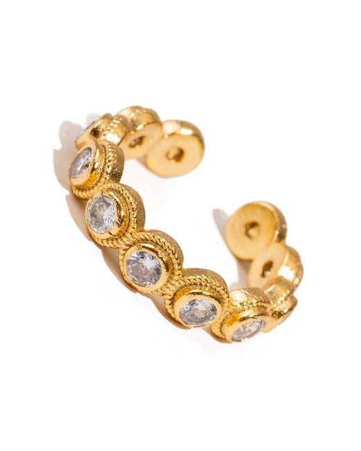 Ebru Jewelry Metallic Eternal Diamond Adjustable Plated Stackable Ring