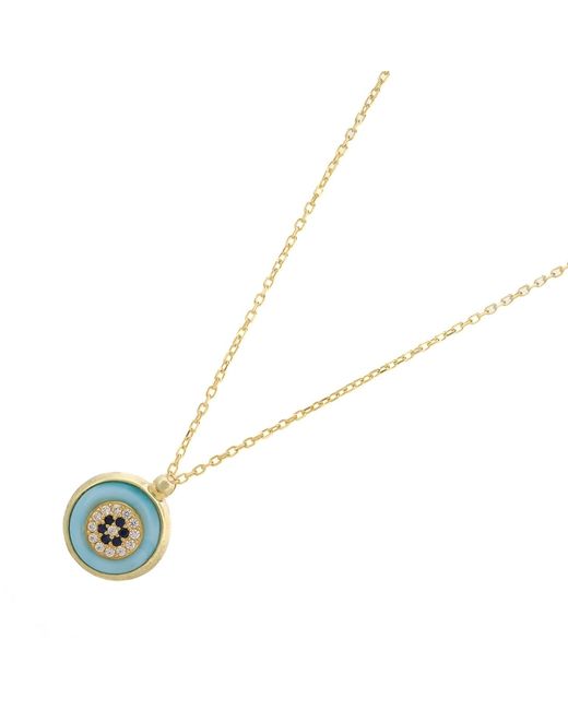 Ebru Jewelry Metallic Enamel Evil Eye Pendant Necklace