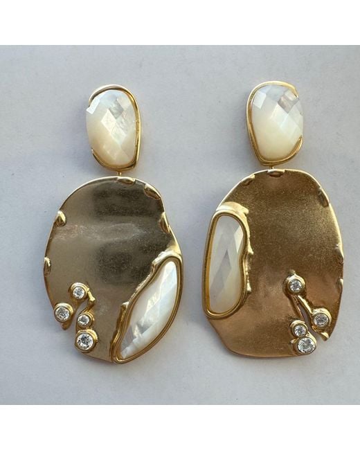 Rare Matters Jewelry Metallic Cascade Mother Of Pearl Gemstone Earring Wedding Jewelry Mother's Day