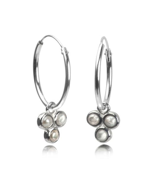 The Jewellery Store London Metallic Hoop Earrings With Pearls Trilogy Charms