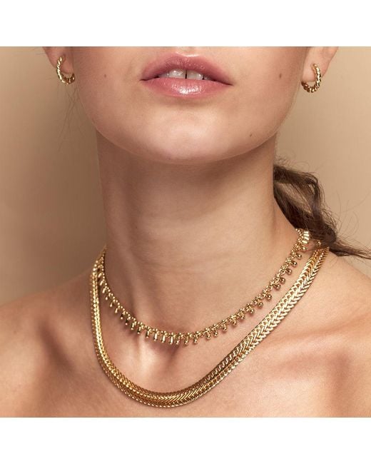 Amadeus Metallic Katia Chain Necklace With Small Teardrop Tassels
