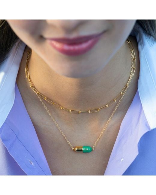 Kris Nations Green Big Chill Pill Chain Necklace & Filled