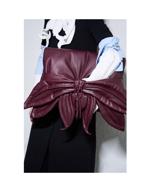 Julia Allert Red Petal Faux Leather Evening Clutch Bag