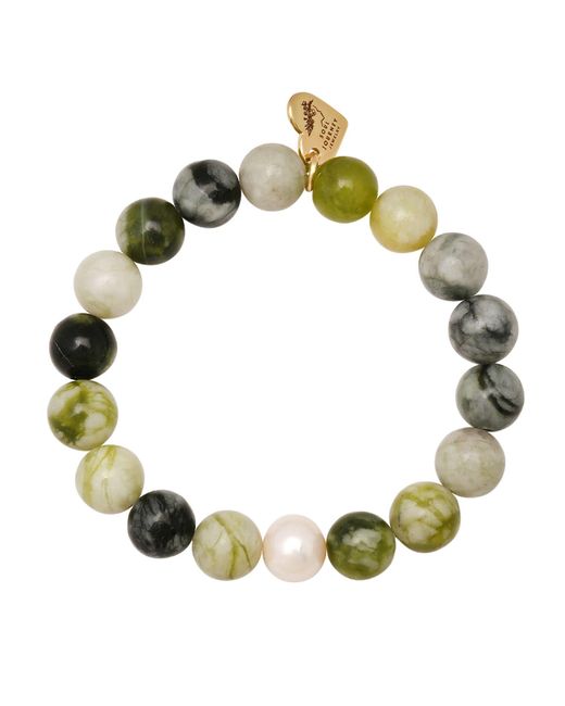 Soul Journey Jewelry Green Serpentine Jade Pearl Bracelet