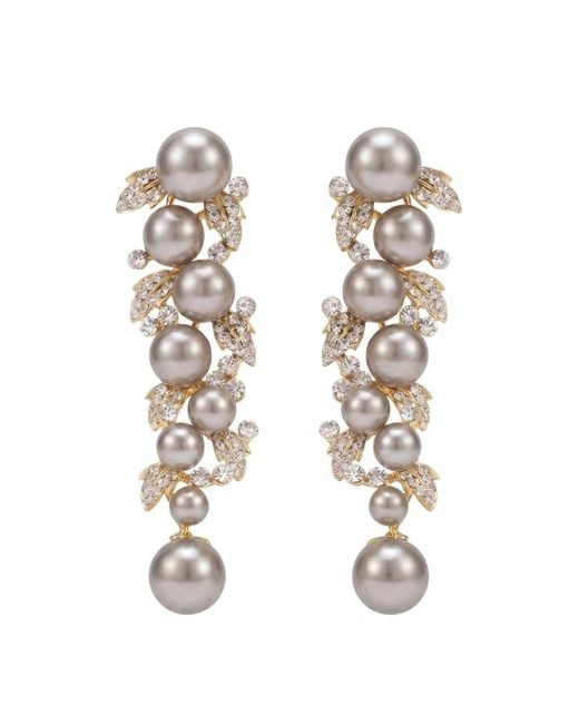 Modenaire Natural Elegant Pearl Crystal Drop Earrings