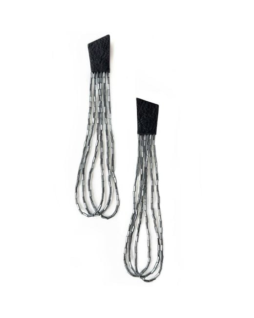 WAIWAI Black Beaded Dangle Earrings