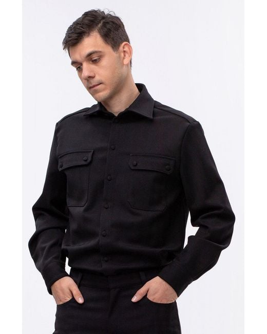 Maison Bogomil Blue Military Shirt for men