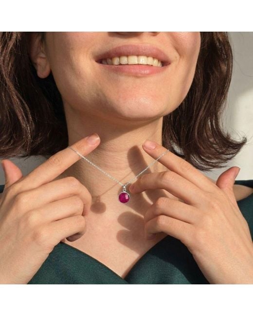 Harfi Purple Sterling Round Ruby Necklace