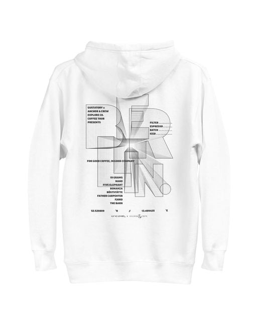 Anchor and Crew White Gustatory Berlin Coffee Scene Cotton Blend Embroidered Hoodie