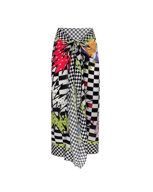 LOVEIST STORE White Scacchi Printed Sarong Pareo