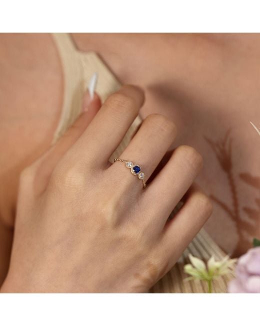 Azura Jewelry New York Metallic Birthstone Chain Ring Vermeil