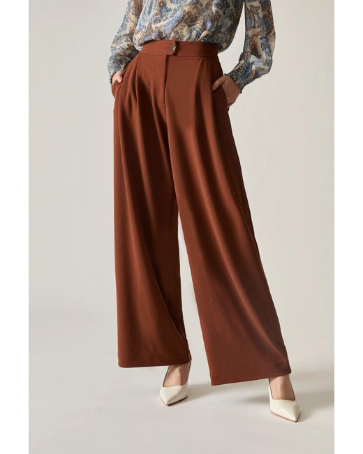 James Lakeland Brown Rust Wide Leg Suit Trousers
