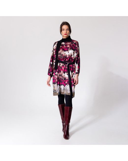 ARTISTA Red Feathers Silky Dress
