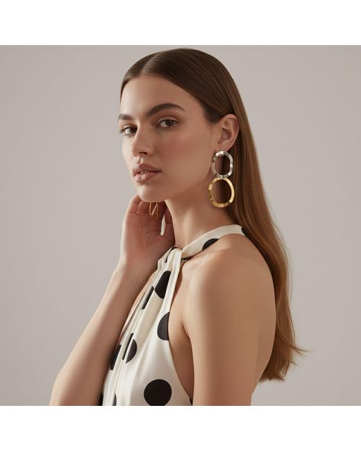 Jaredjamin White Duet Drop Post Earrings