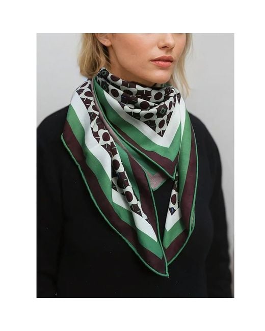 Jessie Zhao New York Black Double Sided Wool Silk Scarf Of Polka Dot Bloom