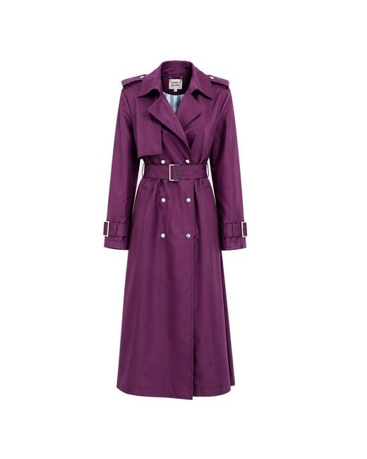 Julia Allert Purple Belted Classic Longline Trench Coat