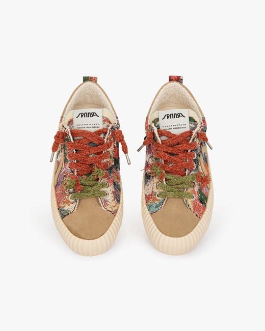 Springa | Unique Vulcanized Sneakers Italian Handmade Pink Wavy Towel Sneakers for men