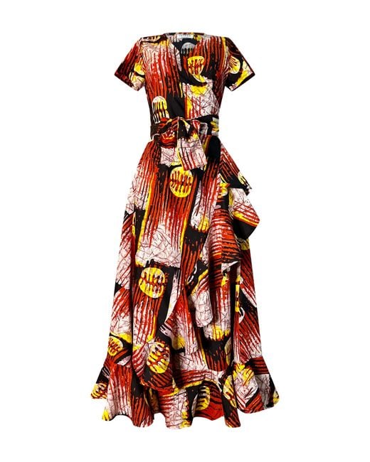 RAHYMA White Baily African Print Wrap Dress