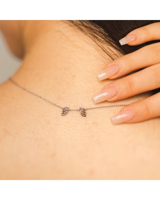 BLOOMTINE | Earth Angel HQ Metallic Mini Halo Wings Diamond Sterling Angel Necklace