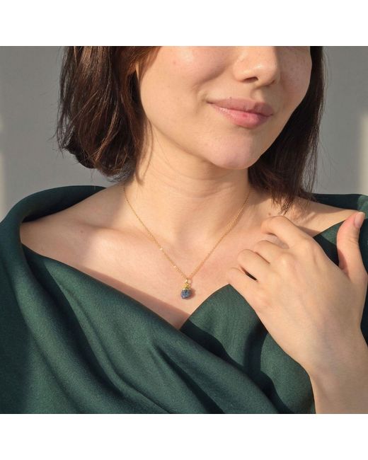 Harfi Metallic Raw Sapphire September Birthstone Plated Necklace