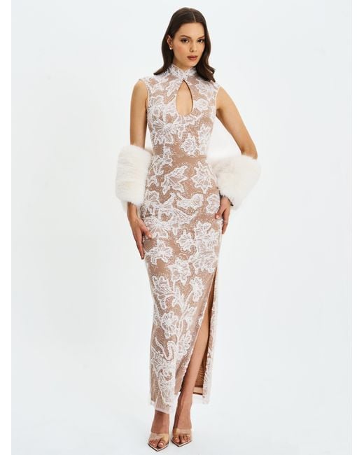 Miss Circle New York White Jazmin Multi-Wear Faux Fur Scarf