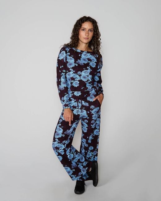 Lords of Harlech Blue Paige Serious Floral Knit Pant