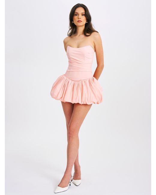 Miss Circle New York Pink Oletta Corset Strapless Bubble Hem Mini Dress