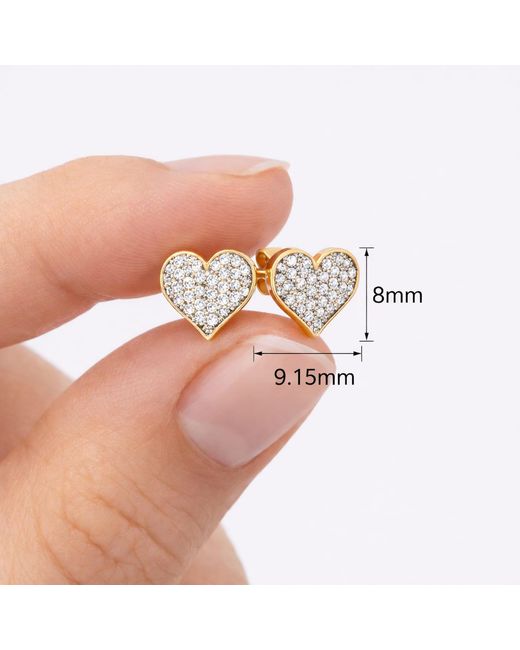 Ecce | Artisan Diamonds White Solid 14Ct Heart Diamond Pair Stud Earring