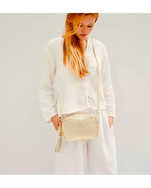 Apatchy London Natural The Tassel Leather Crossbody Bag