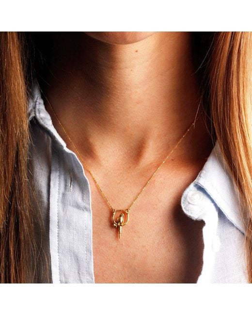Lee Renee Metallic Parakeet Necklace – Small, Upright