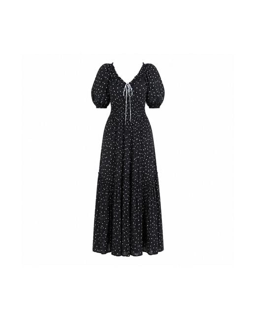 Rose & Nancy Blue Eloise Spot Print Cotton Crinkle Maxi Dress