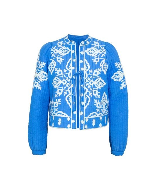 Rose & Nancy Blue Lori Embroidered Quilted Jacket