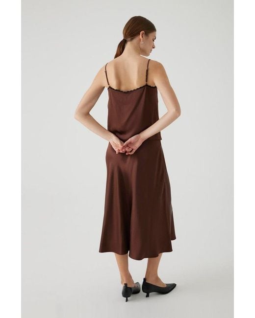 Exquise Brown Regular Satin-Look Strap Blouse