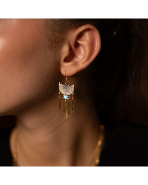 Ebru Jewelry Metallic Gypsy Spirit Two Tone Opal Dangle Earrings