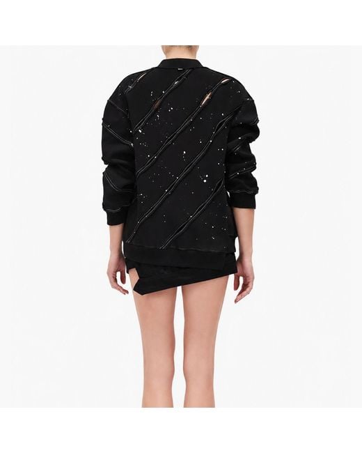 Gao Republic Black Sweatshirt Diagonal Cut-Out Jersey