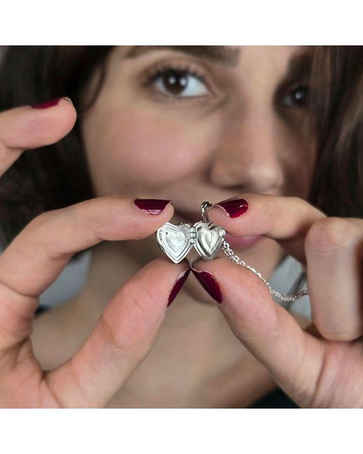 Harfi White I Love You More Heart Charm Sterling Locket Necklace