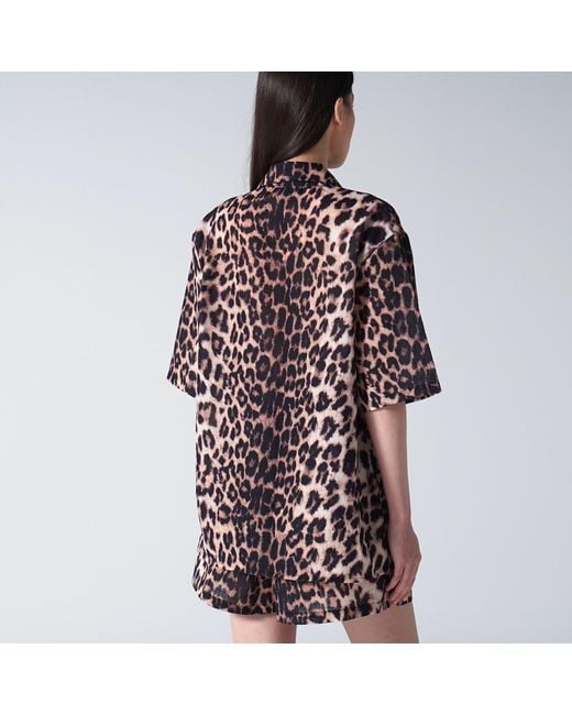 LOVEIST STORE Black Leopard Print Oversized Shirt