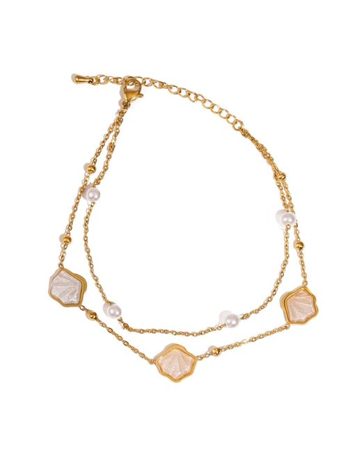 Ebru Jewelry Metallic Pearl Seashell Dreams Anklet