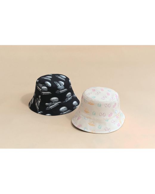 Lost Pattern Black Bookhead Cotton Reversible Bucket Hat