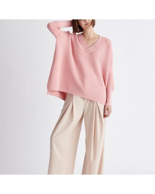 Paisie V-neck Ribbed Jumper In Pink