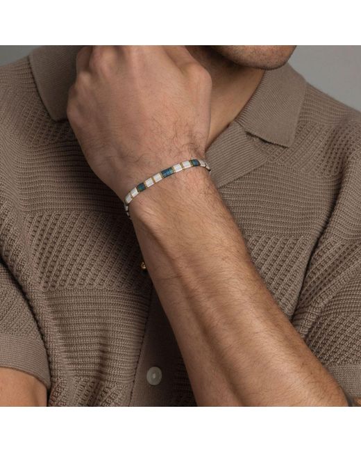 Nialaya Metallic Bracelet With, Patina And Miyuki Tila Beads for men