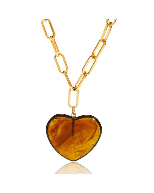 Olivia Le Metallic Livy Paper Clip Tortoise Heart Necklace