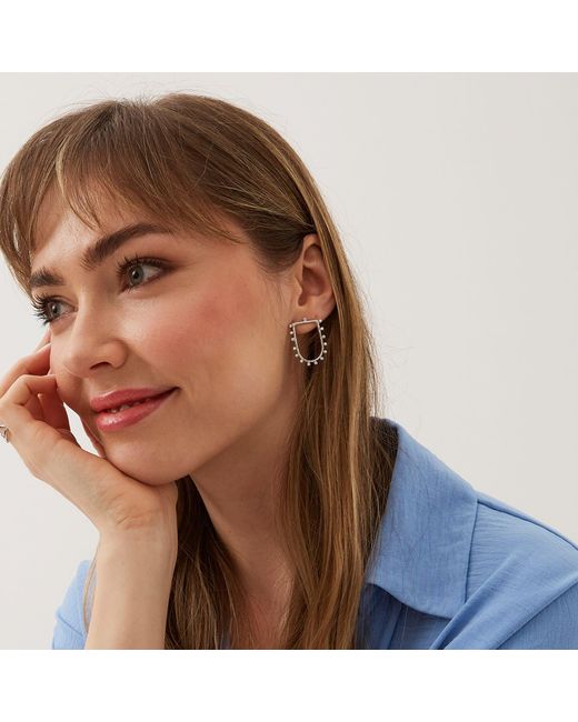 Spero London Metallic Sterling Shield Crown Natural Textured Earrings