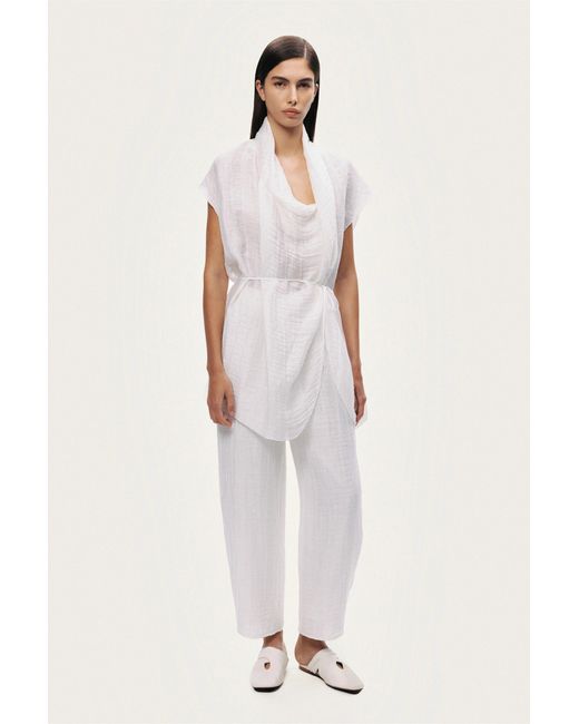 Nocturne White Relaxed Linen Pants