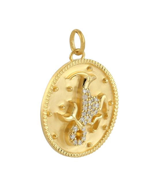 Artisan Metallic Diamond Capricorn Zodiac Medallion Pendant