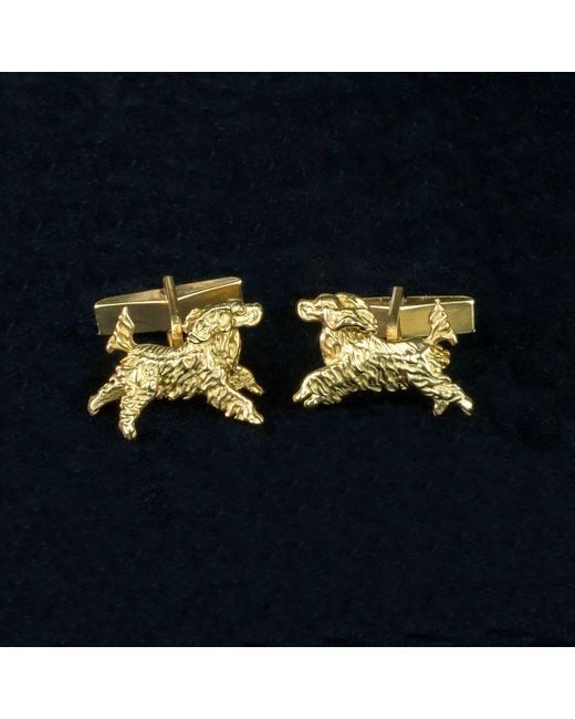 Simon Kemp Jewellers Metallic Leaping Spaniel Cufflinks Eighteen Carat On Solid Sterling for men